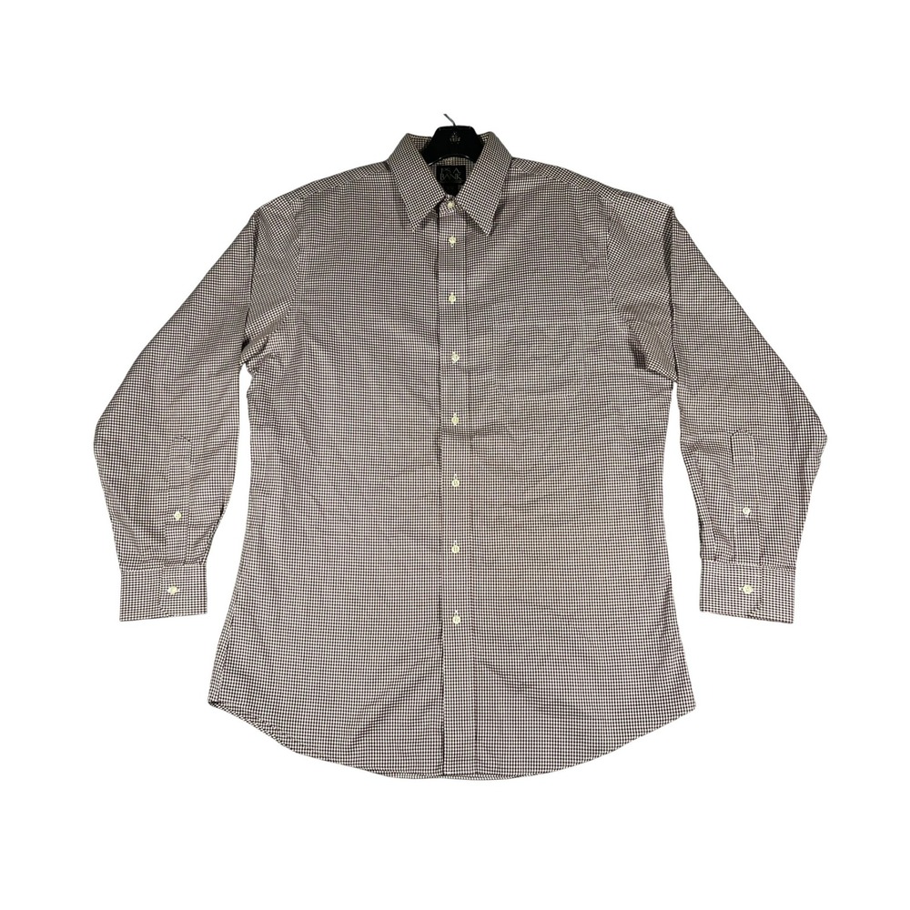 Jos. A. Bank Mens 16-34‎ Tailored Fit Traveler Shirt Burgundy Houndstooth Cotton